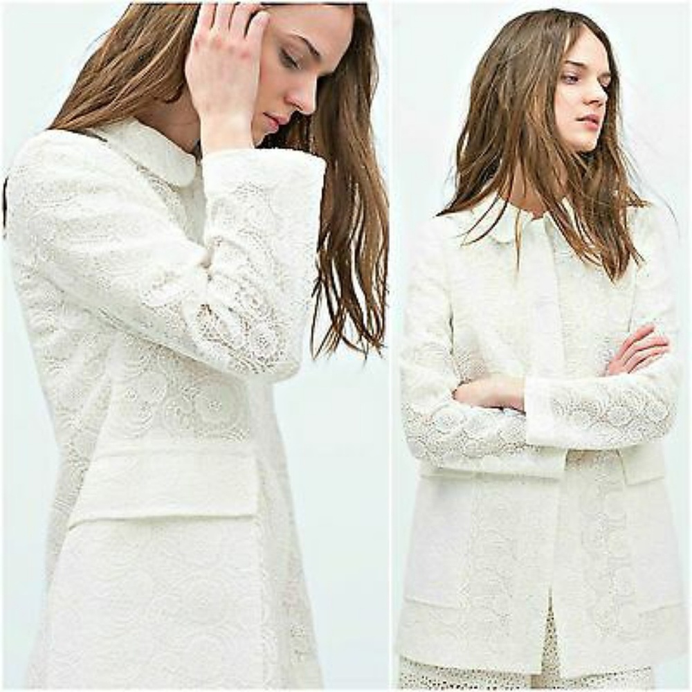 ZARA White Lace Coat (NWOT) Peter Pan Collar